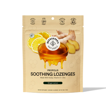 Beekeeper's Naturals Ginger Lemon Soothing Honey Lozenges, 14 ct
