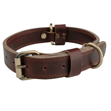 Boston Leather Goods Leather Dog Collar Heavy Duty Dog Collar for Small Dogs Medium Dogs or Large Size Dogs (Medium (14 inch - 18 inch) 1" Wide)