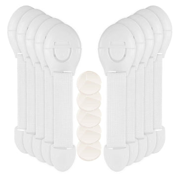 10-Pieces: Kids Safety Locks with 5 Furniture Corner Protectors