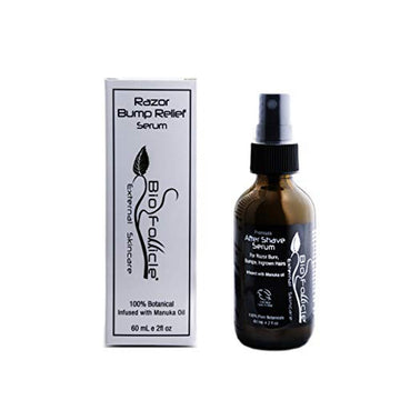 Bio Follicle After Shave Serum Razor Bump & Burn Relief Facial Care Solution - Manuka Oil, Tea Tree, Lavender, Aloe Vera - Cool & Smooth Skin - Helps Prevent Bumps, Redness, Drying, Ingrown Hair
