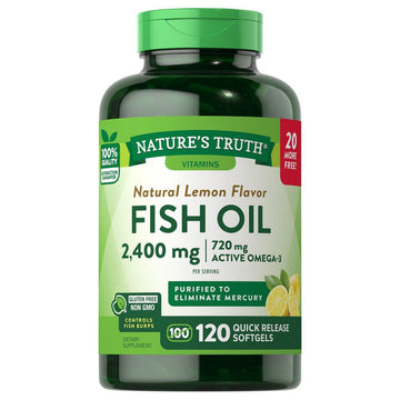 Nature's Truth Fish Oil, 2400 Mg, Quick Release Softgels, Natural Lemon Flavor