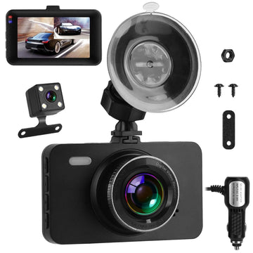 1080P Dual Dash Cam 3" Screen with Front and Rear Camera G-Sensor Motion Night Vision Loop Recording