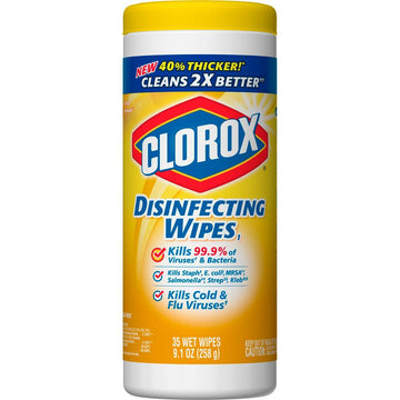 Clorox Disinfecting Wipes, 7 X 8, Crisp Lemon, 35/Canister