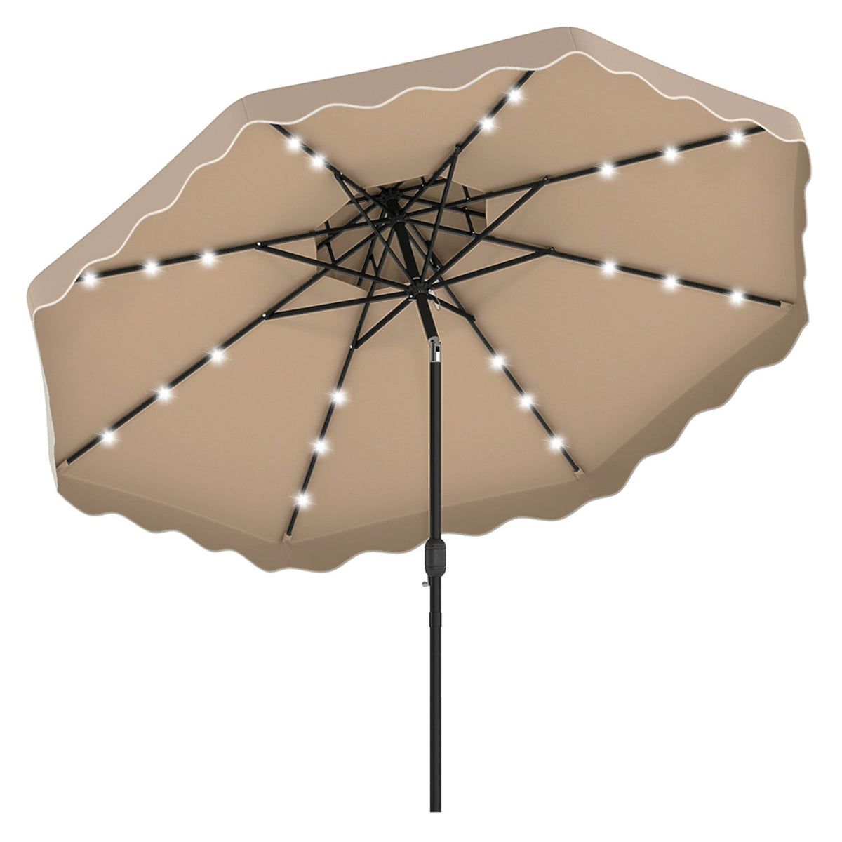 10 FT Solar LED Patio Umbrella for Deck and Pool