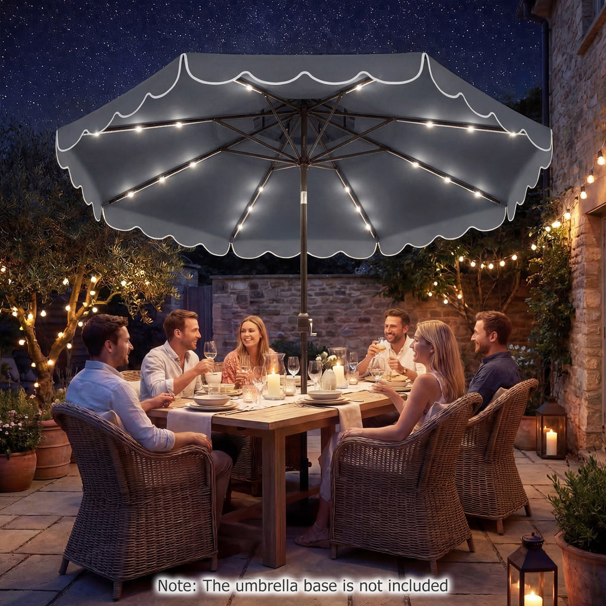 10 FT Solar LED Patio Umbrella for Deck and Pool