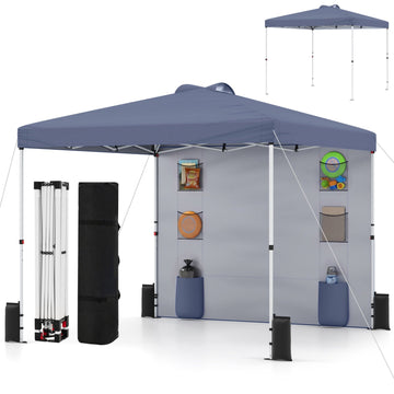10 x 10 FT Pop up Canopy Tent with Sidewall 6 Pockets Instant Setup Commercial Gazebo