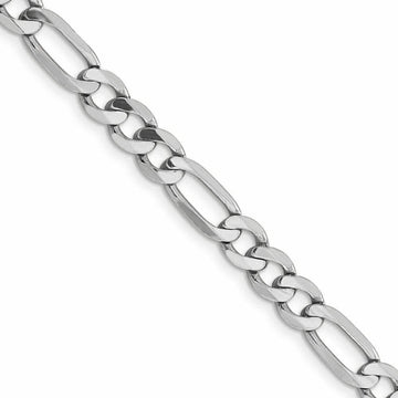 10K Solid White Gold Figaro Chain Necklace