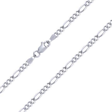 10K White Gold Men Women 2.5mm Solid Figaro Chain Pendant Necklace