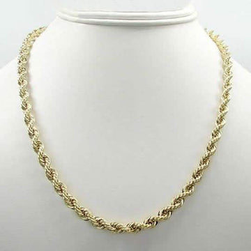 10K Yellow Gold 5mm Unisex Diamond Cut Rope Chain Necklace