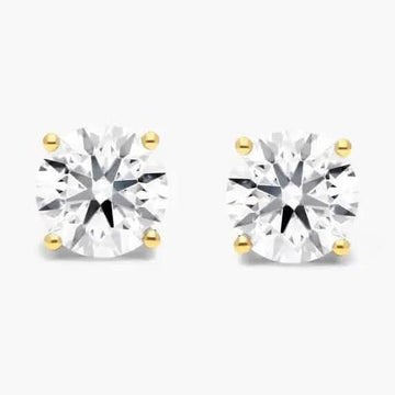 1/2 Ct TW Real Natural Round-Cut Diamond Solitaire 14K Gold Stud Earrings
