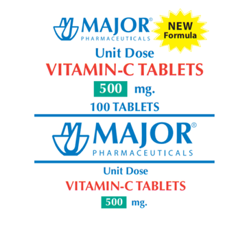 Major Ascorbic Acid 500 Mg Unit Dose Vitamin C Tablets 100