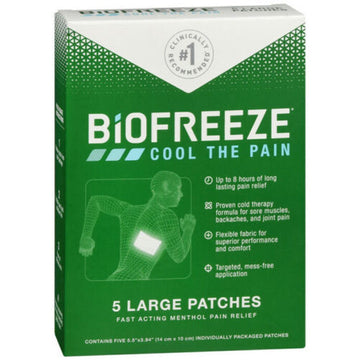 Biofreeze Pain Relief Patch - Large - 5 Count - 5% Menthol Cooling Formula