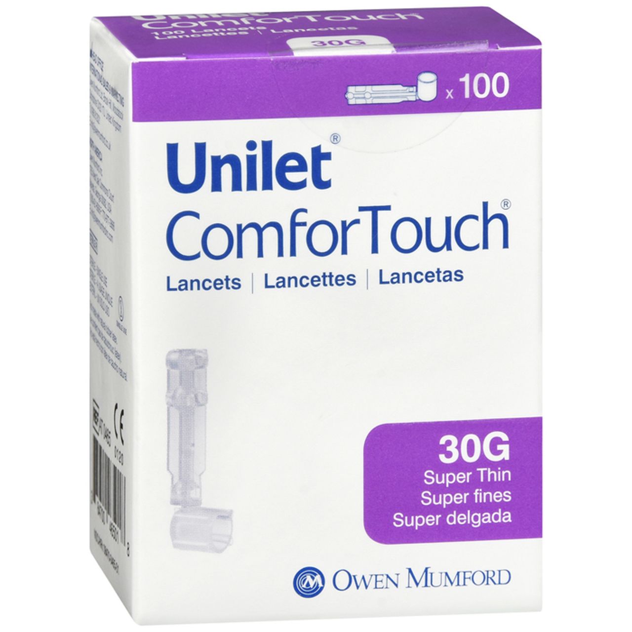 Unilet Comfortouch Lancets  30G  Super Thin 100Ct