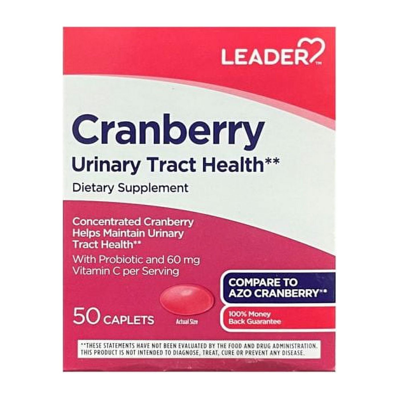 Leader Concentrated  Cranberry  Caplets 50Ct