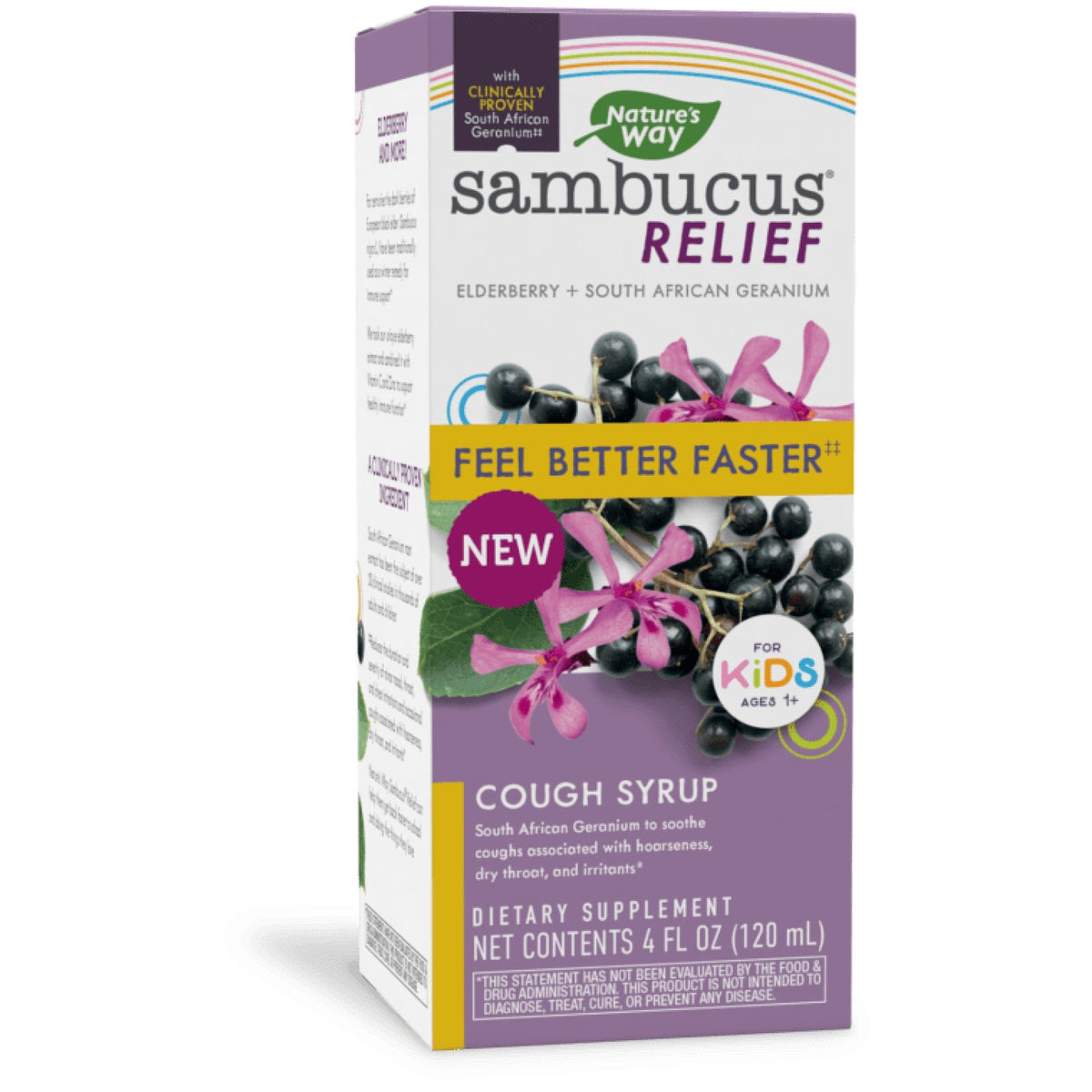 Nature's Way Cough Relief + Immune Syrup, Sambucus, Kids 4 Fl Oz