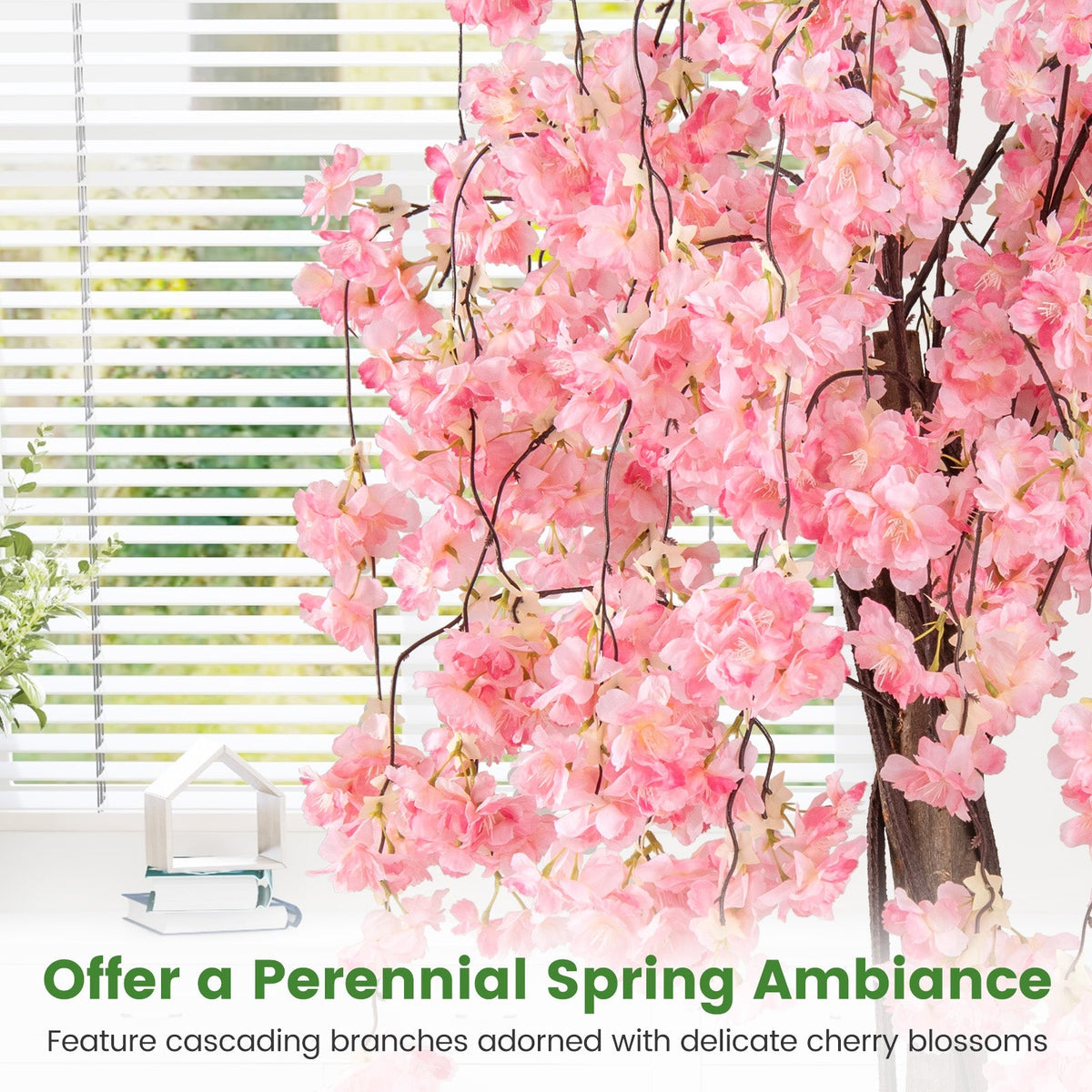 5.5 FT Tall Artificial Cherry Blossom Tree with Pink/White Flowers 1 Pack