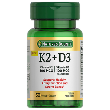 Nature's Bounty Vitamin K2 + D3, 100 Mcg, Vegetable Capsules