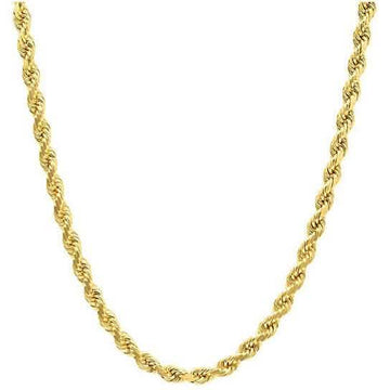 14K Gold 1.5MM Diamond Cut Rope Chain Necklace for Men and Women