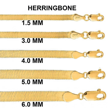 14K Solid Gold Herringbone Necklace