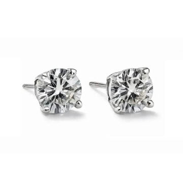 14K Solid White Gold 10.00ct Lab-Grown Round IGI Certified Diamond Stud Earrings