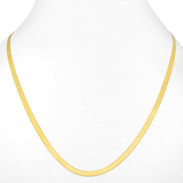 14K Yellow Gold Solid Womens 4mm High Polish Silk Herringbone Chain Necklace