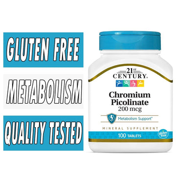 21st Century Chromium Picolinate 200 Mcg 100Ct