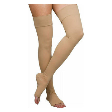 Loving Comfort Surgical Weight Thigh High 20-30  Open Toe Unisex Beige  X Large 1Pr