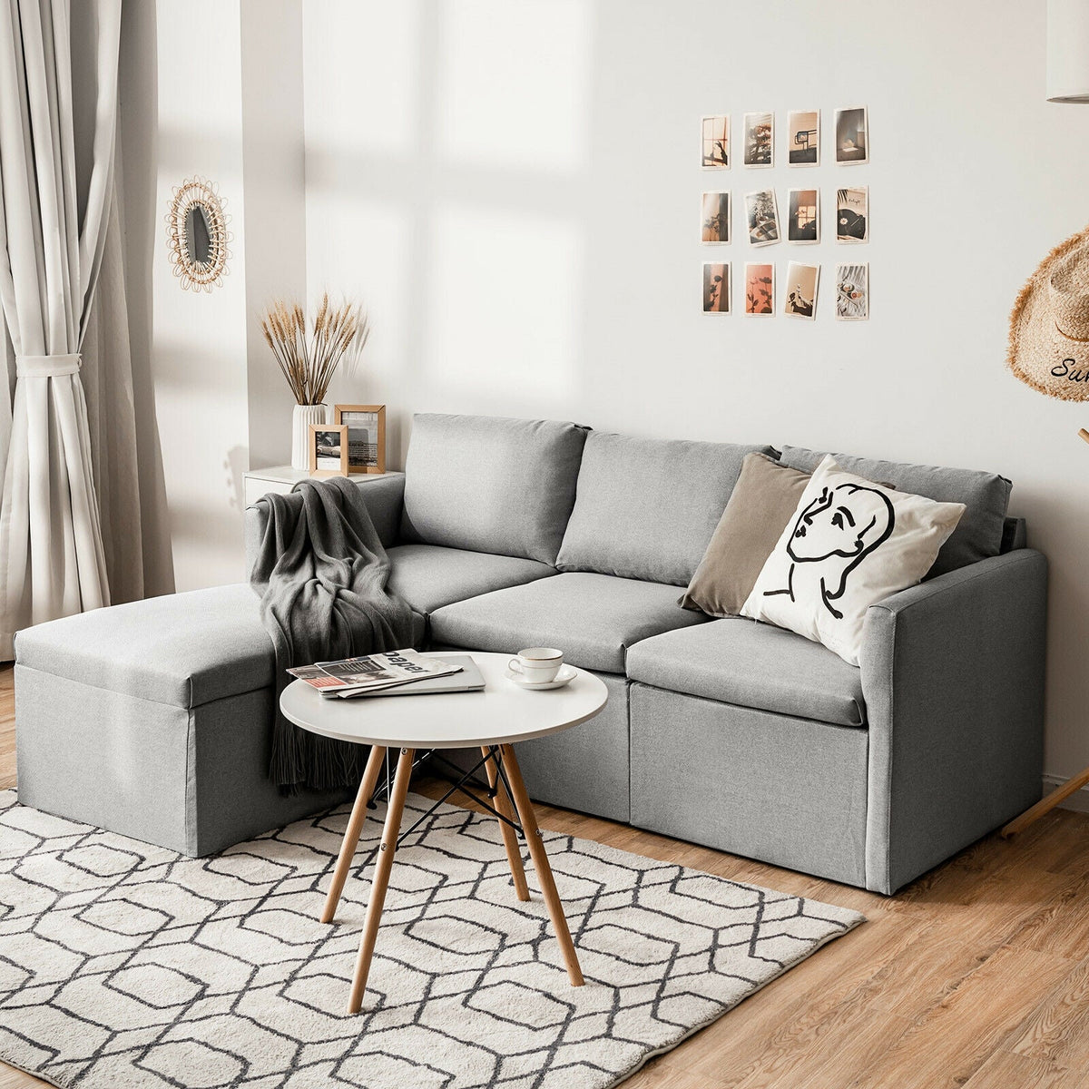 Convertible L-Shaped Sectional Sofa Couch with Reversible Chaise