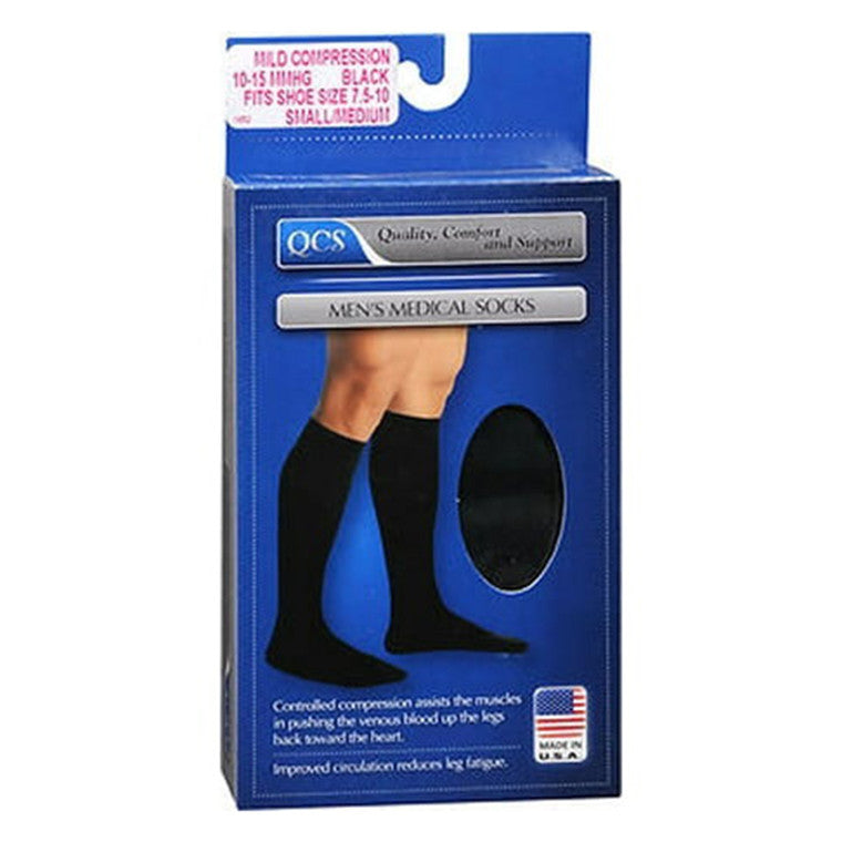 Loving Comfort Dress Socks  Knee High Closed Toe Men's 10-15Mmhg  Black -Small/Medium