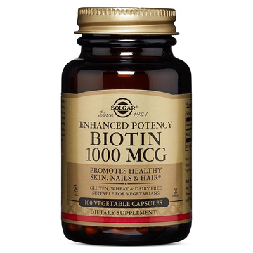 Solgar Enhanced Potency Biotin 1000 Mcg, 100 Vegetable Capsules