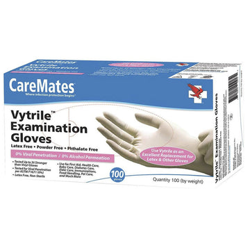 CareMates Vytrile Exam Gloves – Latex-Free & Powder-Free – Medium, 100 ct