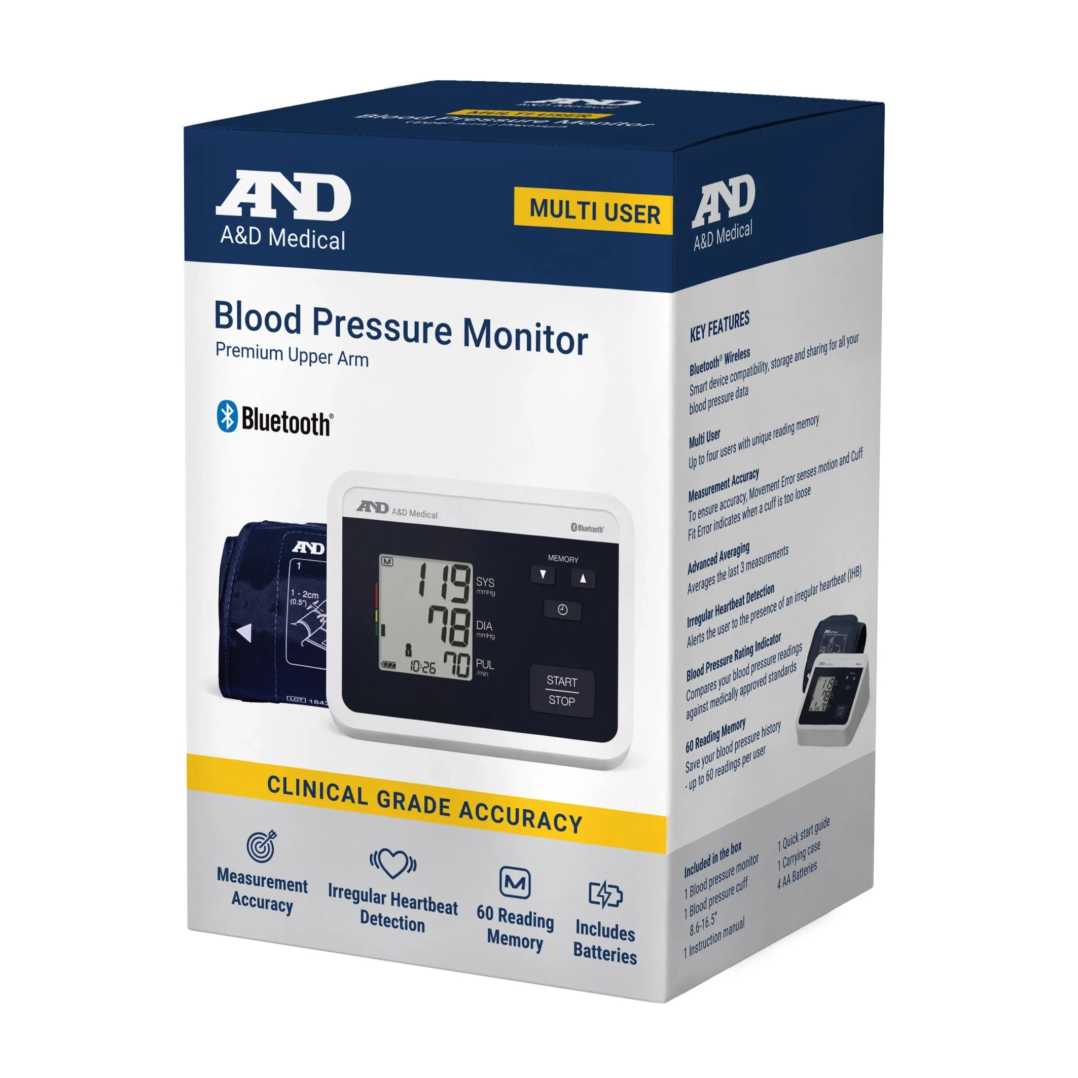 Advanced Bluetooth Blood Pressure Monitor, Upper Arm Gold Edition – Multi-User Sharing