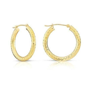 18K Gold Classic 30MM Diamond Cut Hoop Earrings