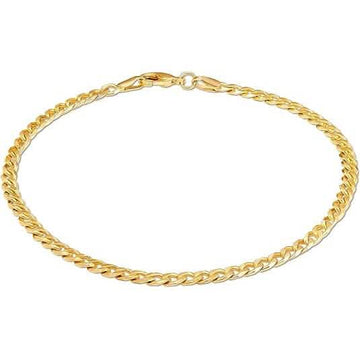 18K Gold Curb Cuban Link Chain Bracelet 8"
