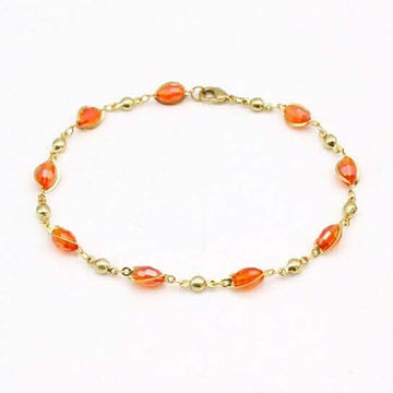 18K Gold Filled High Polish Finish Oval Crystal Ankle Bracelet