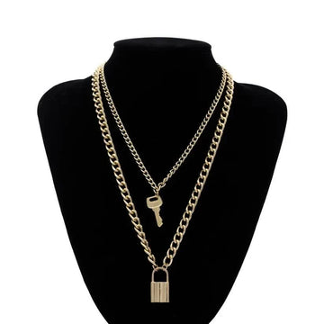 18K Gold Key Lock Necklace