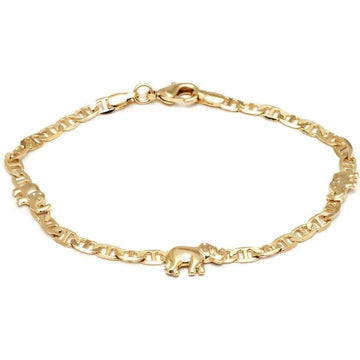 18K Gold Plated Flat Marina Elephant Anklet 10"
