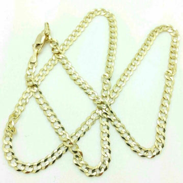 18K Solid Gold Cuban Chain Necklace Men Women 4mm