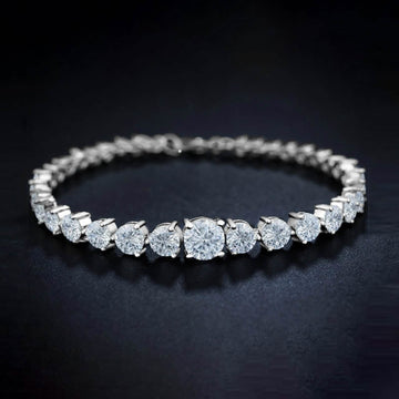 18K White Gold Plated Graduated Tennis Bracelet