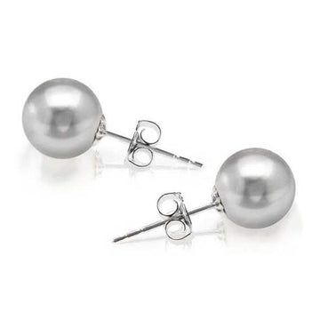 18K White Gold Plated Pearl Stud Earrings