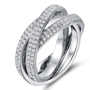 18K White Gold Plated Rolling Eternity Ring Made with Swarovski Elements
