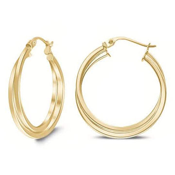 18K Yellow Gold Inter-Wind Hoop Earrings