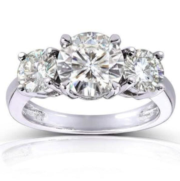 18kt White Gold Plated Lab Created 1.5CTTW 3 Stone Prong Ring