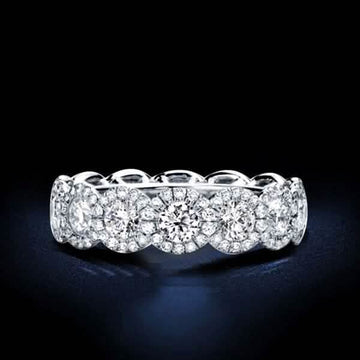 18kt White Gold Plated Simulated Diamond Eternity Band Ring