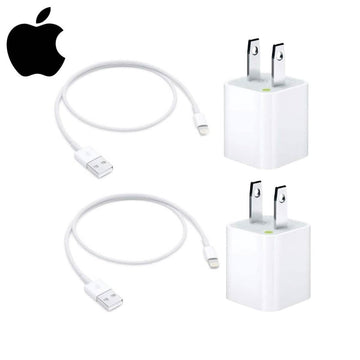 2 Pack Apple Original 5W USB Power Adapter and 2 Pack Apple OEM Lighting to USB Cable (3.3 ft)