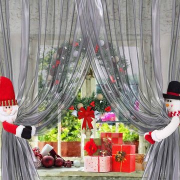 2-Pack: Christmas Curtain Buckle Doll Santa & Snowman