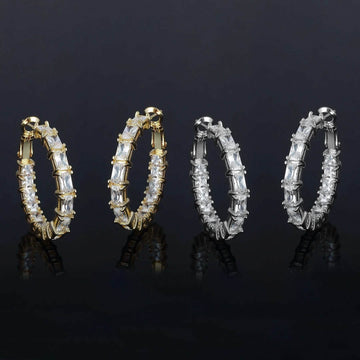 2-Pack: Crystal Emerald Hoop Earrings Set