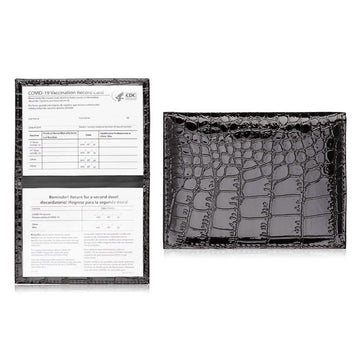 2-Pack: Faux Crocodile Leather Bling CDC Vaccination Card Immunization Record Protector Holder Passport