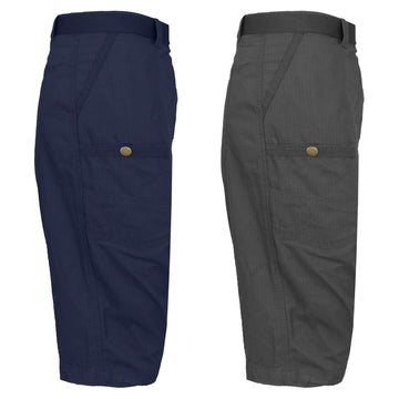 2-Pack: Men's Tech Extended Size Cotton Cargo Utility Belted Shorts