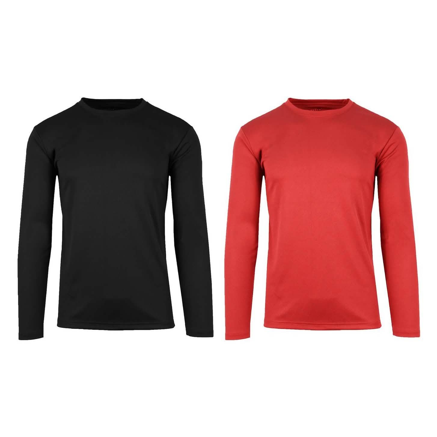 2-Pack: Men's Long Sleeve Moisture Wicking Performance Tee - Assorted Colors